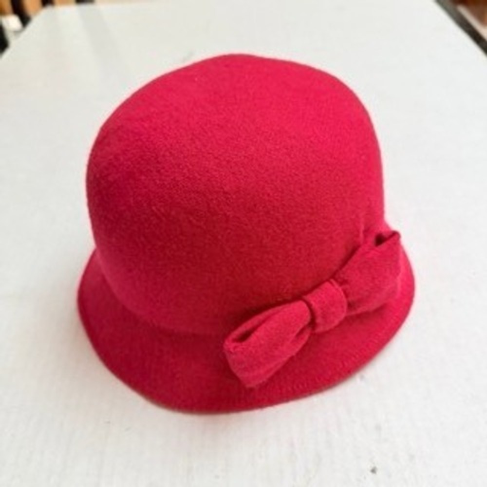 Janie and Jack Toddler Girl Red Wool Blend Cloche Bow Hat Size 2T 3T Holiday